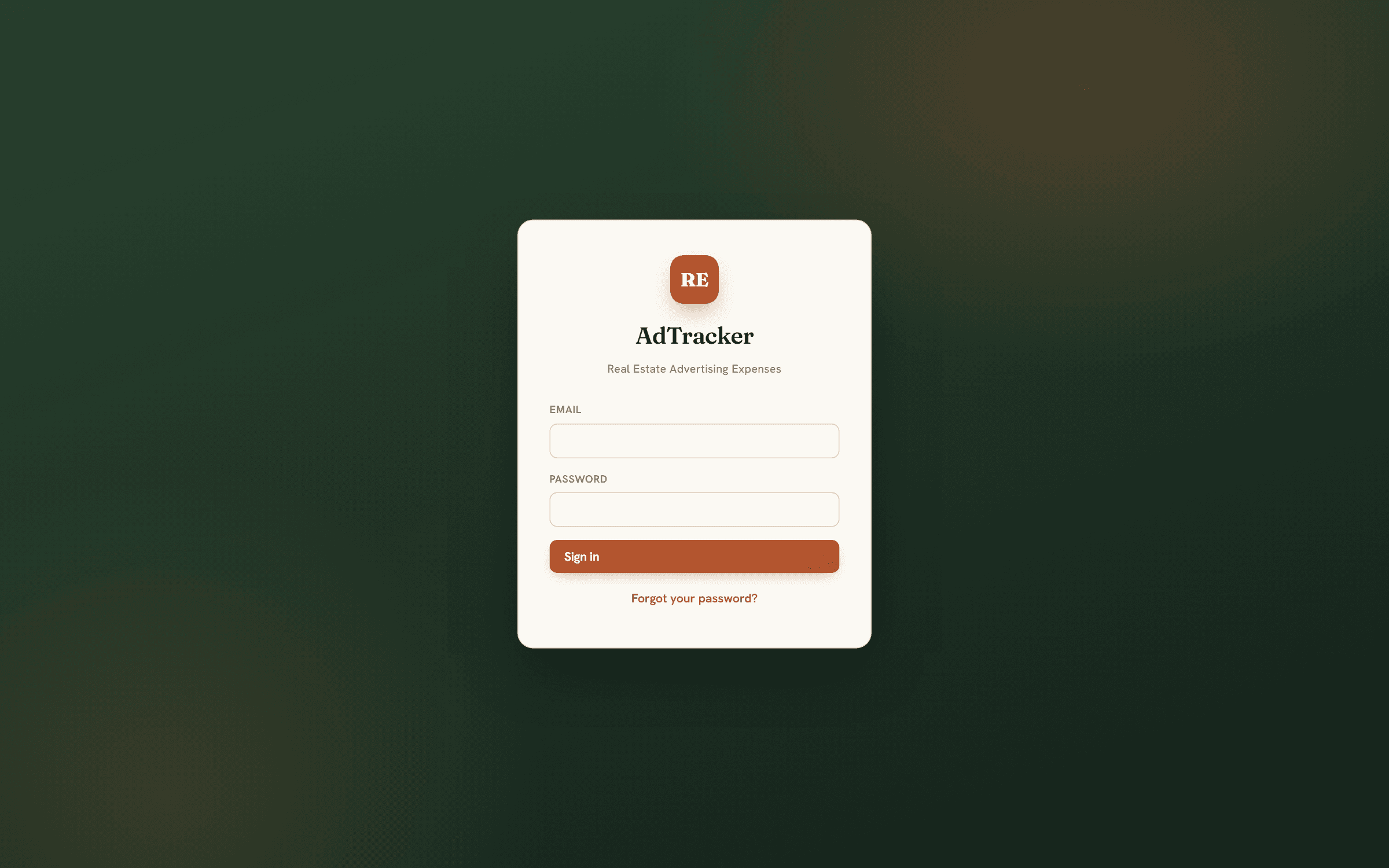RE AdTracker — website screenshot